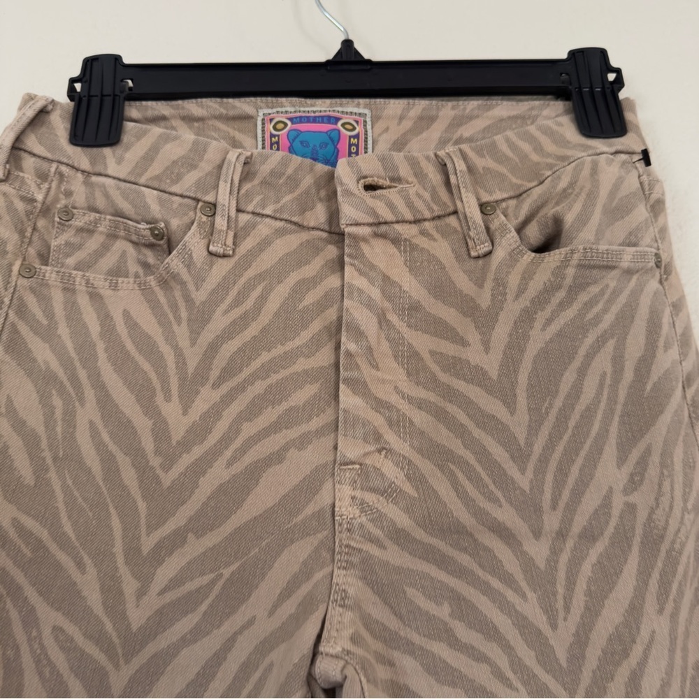Mother Jeans Size 27 The Looker Ankle Fray in Sweet Stripes Khaki Dangerous Game - Picture 6 of 13